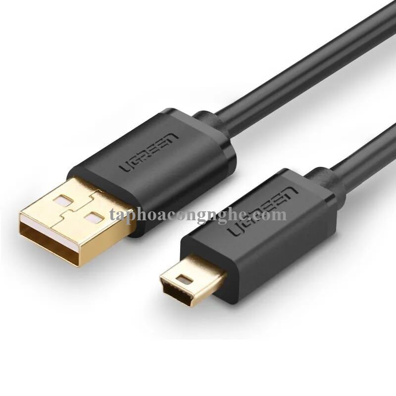 Ugreen 10386 3M màu Đen Cáp sạc truyền dữ liệu USB 2.0 sang MINI USB đầu mạ vàng US132 30010386